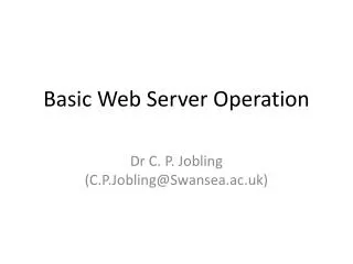 Basic Web Server Operation