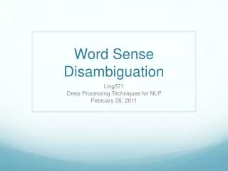 Word Sense Disambiguation