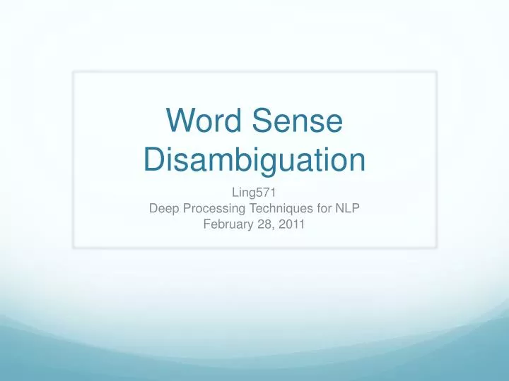 word sense disambiguation