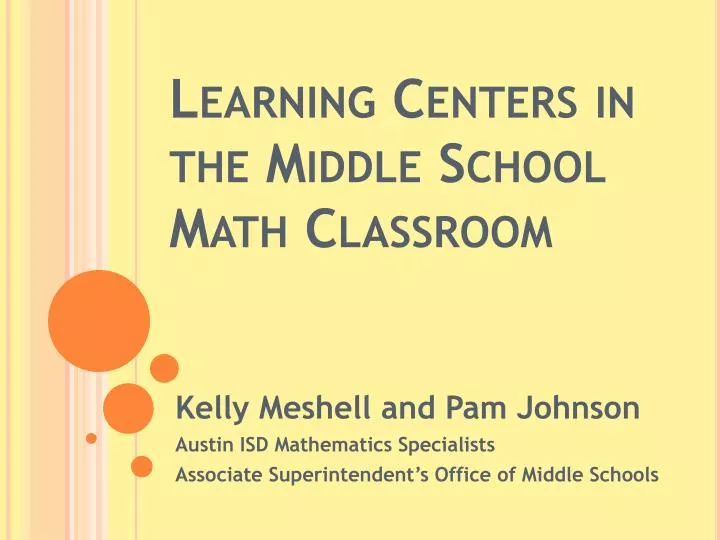 learning centers in the middle school math classroom