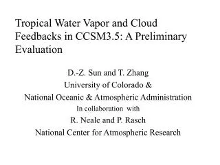 Tropical Water Vapor and Cloud Feedbacks in CCSM3.5: A Preliminary Evaluation
