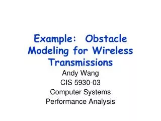 Example: Obstacle Modeling for Wireless Transmissions