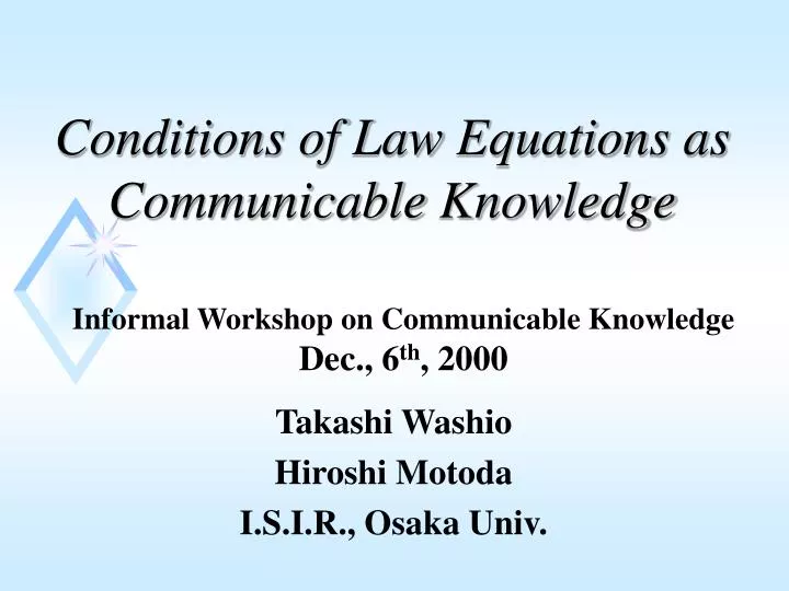 conditions of law equations as communicable knowledge
