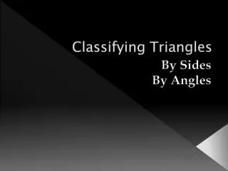 Classifying Triangles