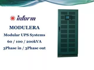 MODULERA Modular UPS Systems 60 / 100 / 200kVA 3Phase in / 3Phase out