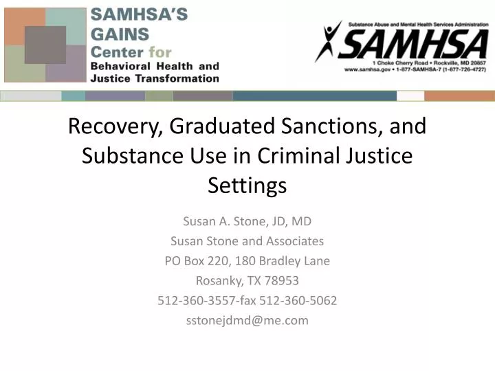 recovery graduated sanctions and substance use in criminal justice settings