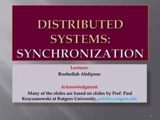 Distributed Systems: Synchronization
