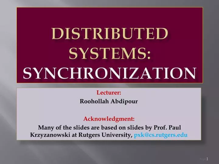 distributed systems synchronization