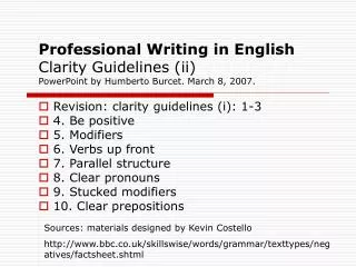 Professional Writing in English Clarity Guidelines (ii)