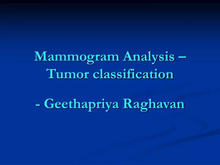 mammogram analysis tumor classification