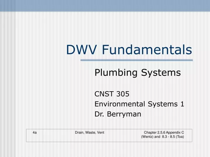 dwv fundamentals