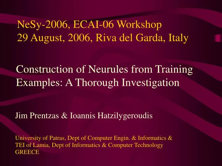 nesy 2006 ecai 06 workshop 29 august 2006 riva del garda italy
