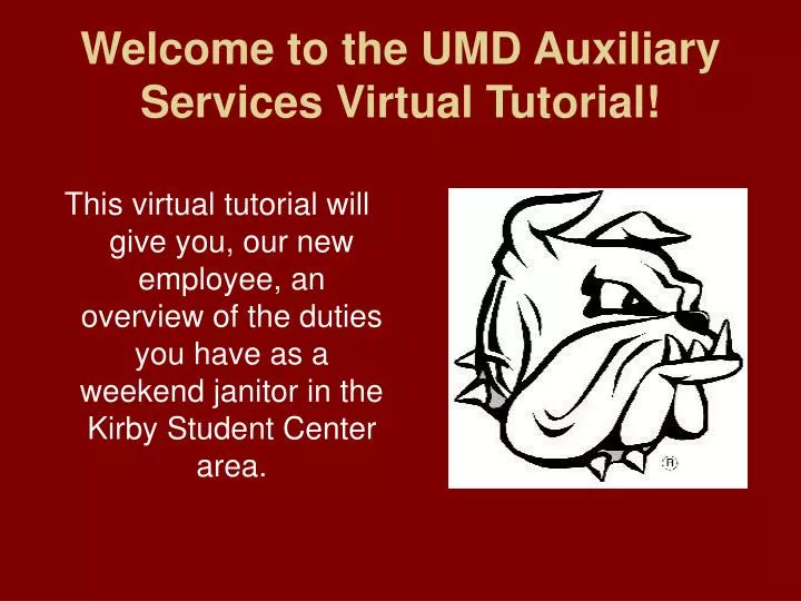 welcome to the umd auxiliary services virtual tutorial