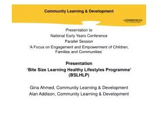 Presentation to National Early Years Conference Parallel Session