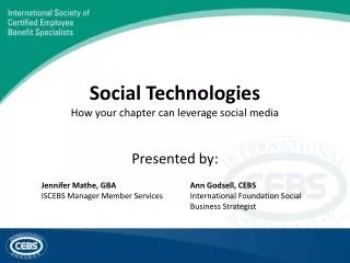 Social Technologies How your chapter can leverage social media