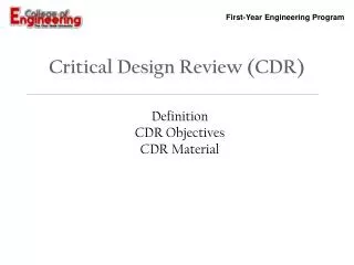 Critical Design Review (CDR)