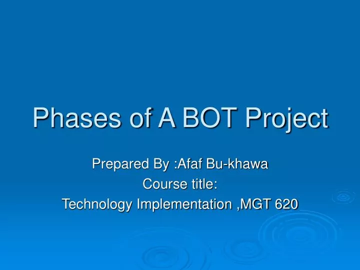 phases of a bot project