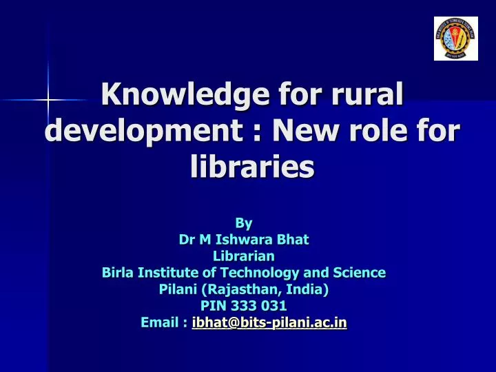 knowledge for rural development new role for libraries