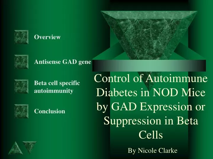 control of autoimmune diabetes in nod mice by gad expression or suppression in beta cells