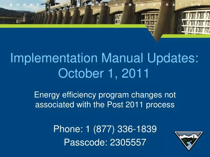 implementation manual updates october 1 2011