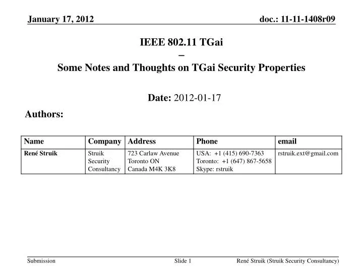 ieee 802 11 tgai some notes and thoughts on tgai security properties