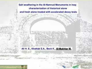 Salt weathering in the Al-Namrud Monuments in Iraq: characterization of historical stone