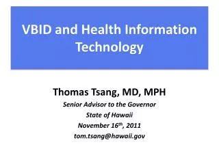 VBID and Health Information Technology