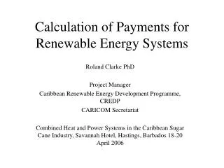Calculation of Payments for Renewable Energy Systems