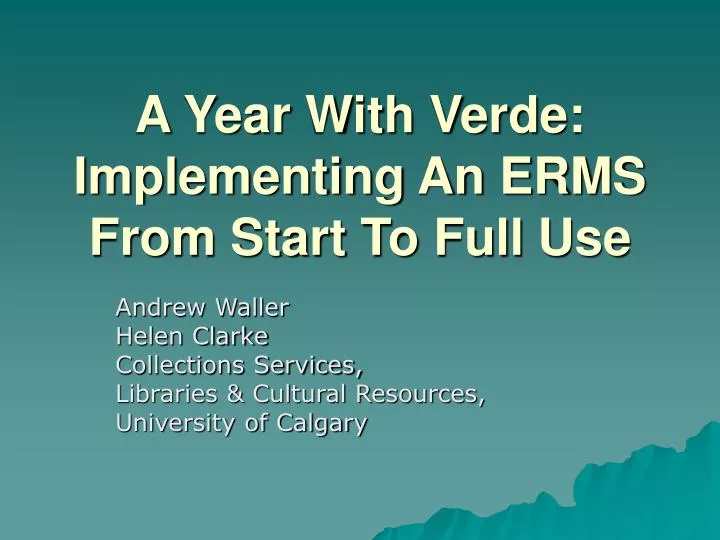 a year with verde implementing an erms from start to full use