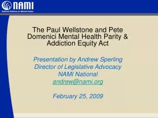 The Paul Wellstone and Pete Domenici Mental Health Parity &amp; Addiction Equity Act