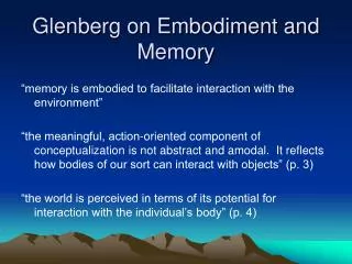 Glenberg on Embodiment and Memory