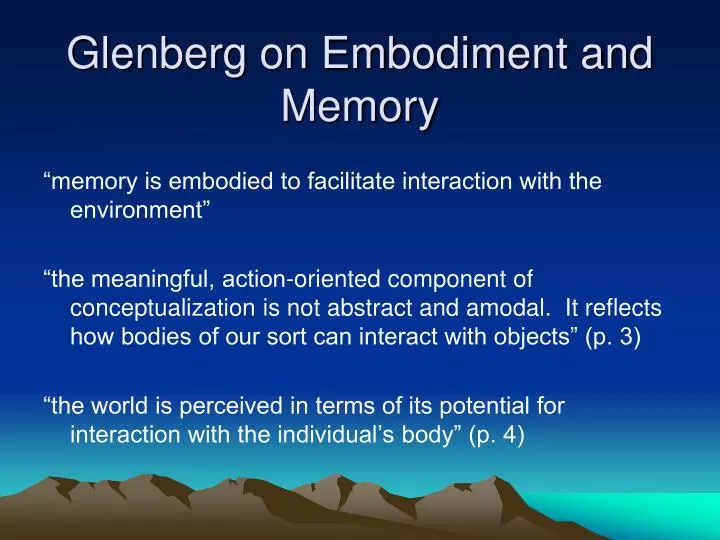 glenberg on embodiment and memory