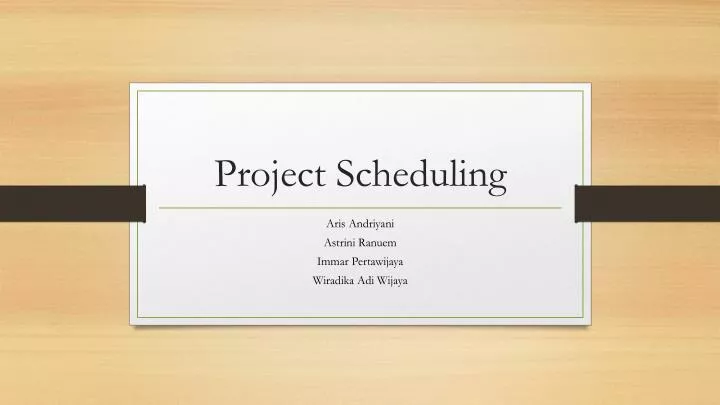 project scheduling