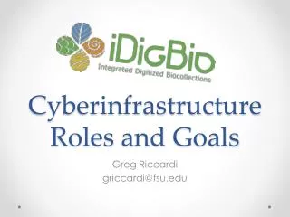 Cyberinfrastructure Roles and Goals