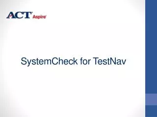 SystemCheck for TestNav