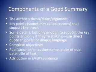 Components of a Good Summary