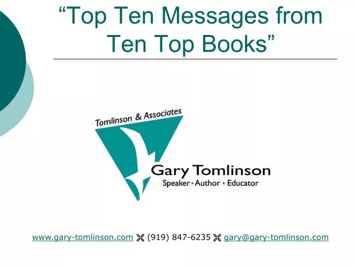 top ten messages from ten top books
