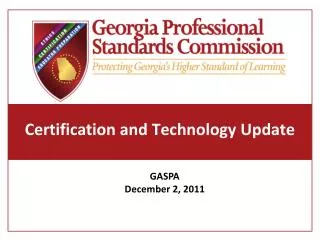 Certification and Technology Update