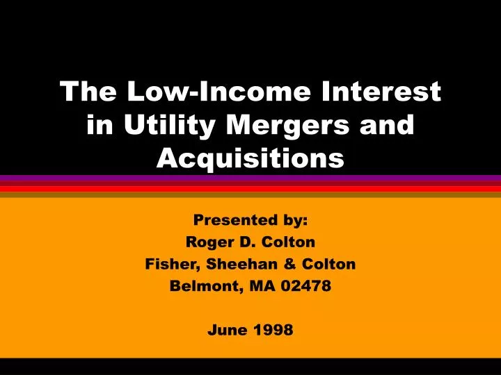 the low income interest in utility mergers and acquisitions