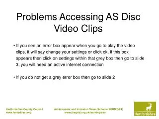 Problems Accessing AS Disc Video Clips