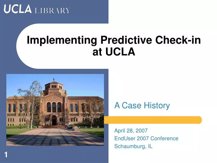 implementing predictive check in at ucla