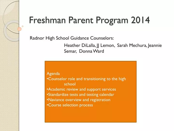 freshman parent program 2014