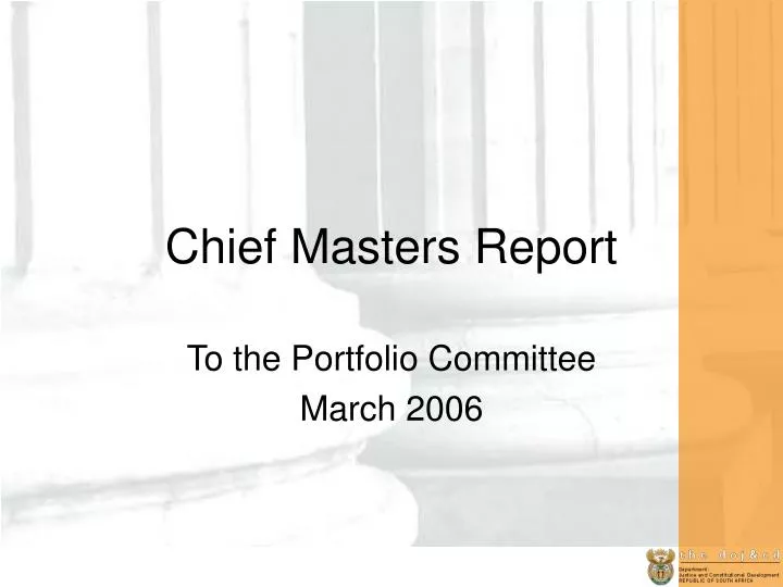 chief masters report
