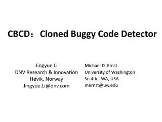 CBCD ? Cloned Buggy Code Detector