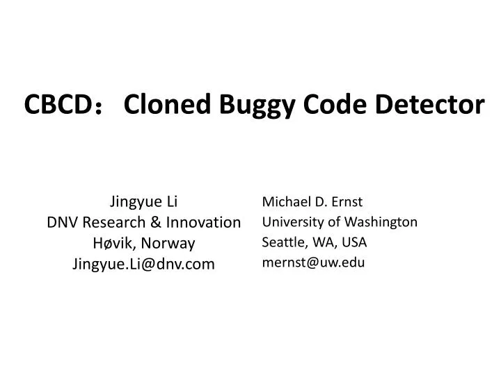 cbcd cloned buggy code detector