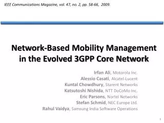 Network-Based Mobility Management in the Evolved 3GPP Core Network