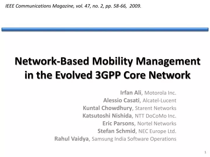 network based mobility management in the evolved 3gpp core network