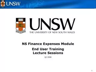NS Finance Expenses Module End User Training Lecture Sessions Q2 2008