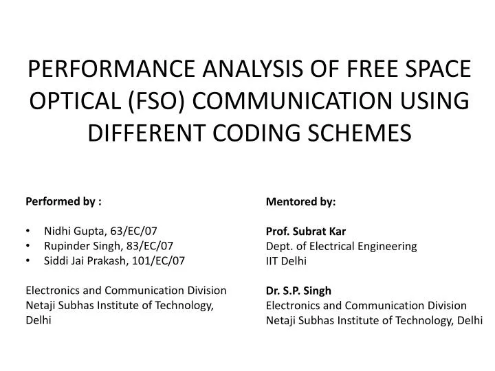performance analysis of free space optical fso communication using different coding schemes