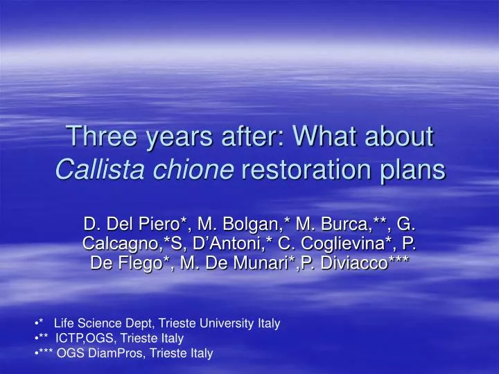 three years after what about callista chione restoration plans